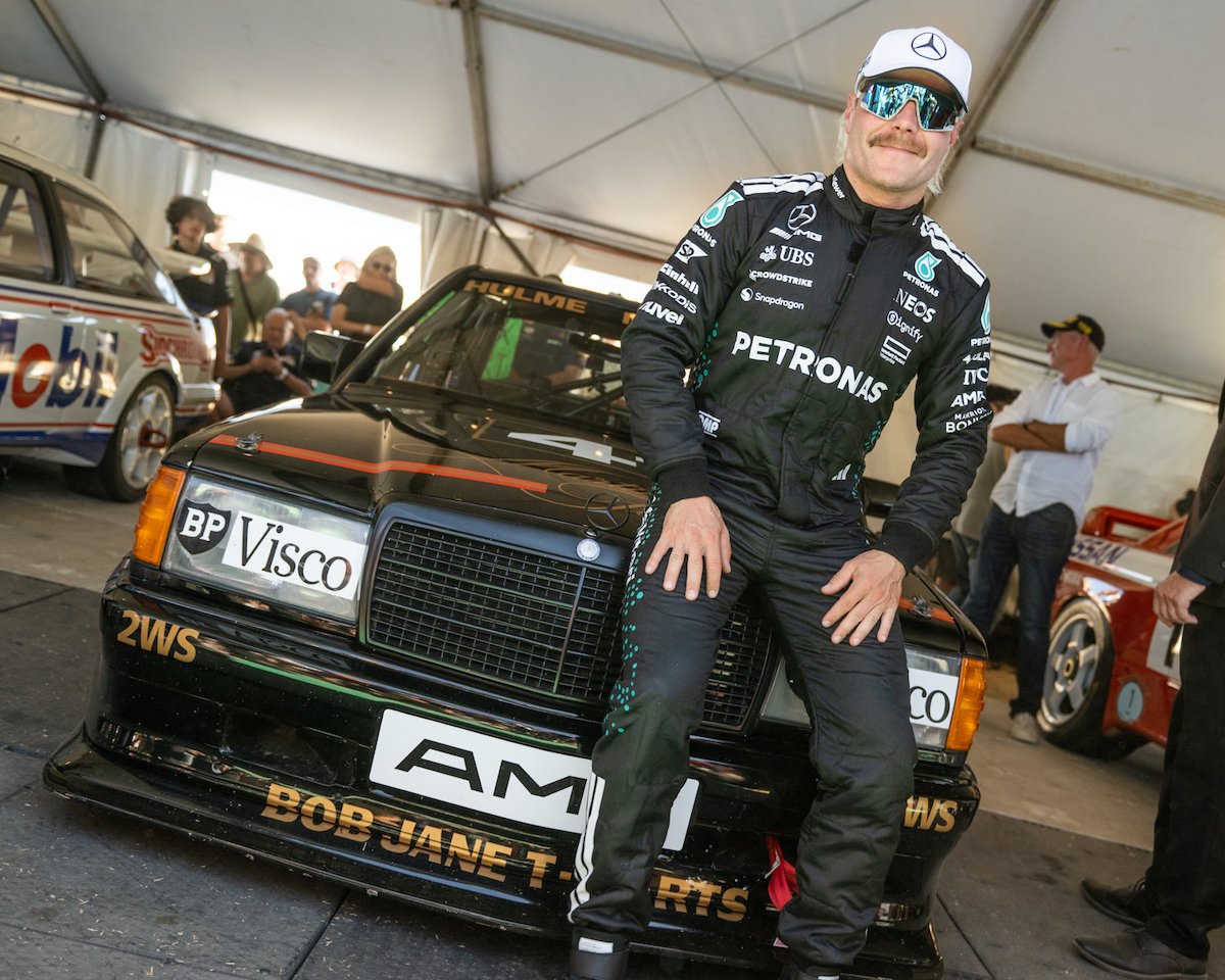 Valtteri Bottas with a Mercedes 190E touring car